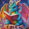 Rainbow dragon reading book Diamond Paints