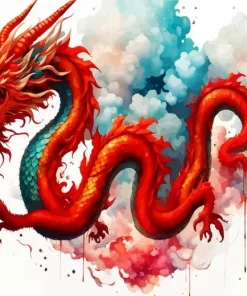 Red chinese dragon art Diamond Paintings