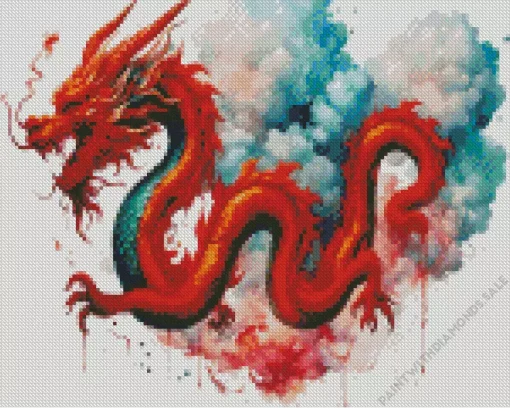 Red chinese dragon art Diamond Paints