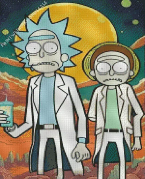 Rick Sanchez and Morty poster Diamond With Numbers