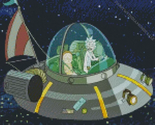 Rick and Morty In Space Diamond With Numbers