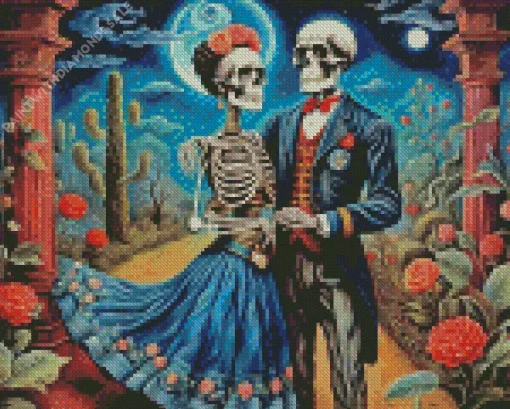 Romantic Frida Kahlo Skeleton Diamond Painting