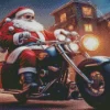 Santa driving a harley davidson Diamond With Numbers