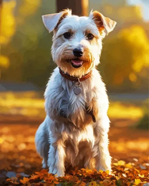 Schnauzer In Autumn Leaves Diamond Painting