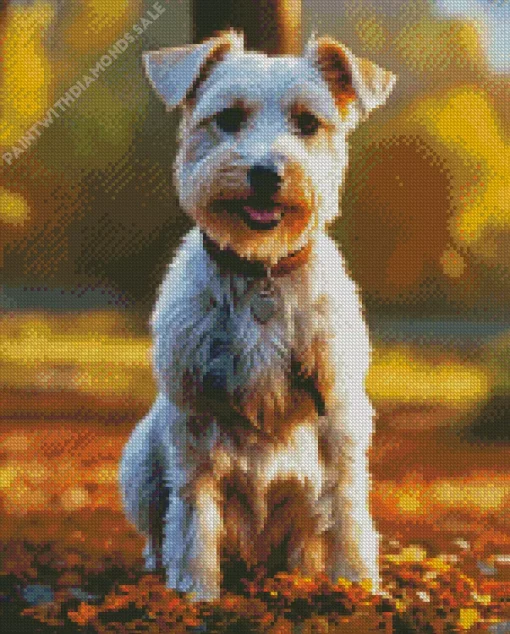 Schnauzer In Autumn Leaves Diamond Painting