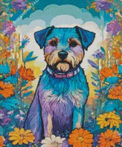 Schnauzer In Flowers Diamond Painting