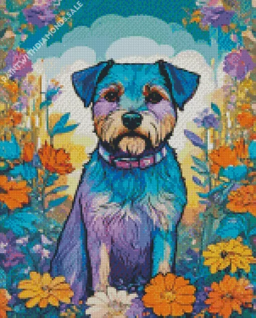 Schnauzer In Flowers Diamond Painting