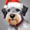 Schnauzer In Santa Hat Diamond Painting