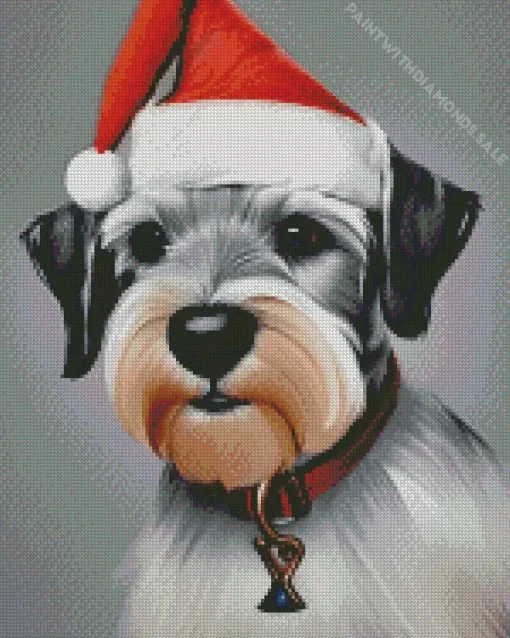 Schnauzer In Santa Hat Diamond Painting