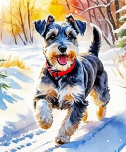 Schnauzer In Snow Diamond Painting