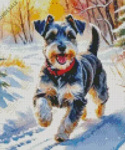 Schnauzer In Snow Diamond Painting