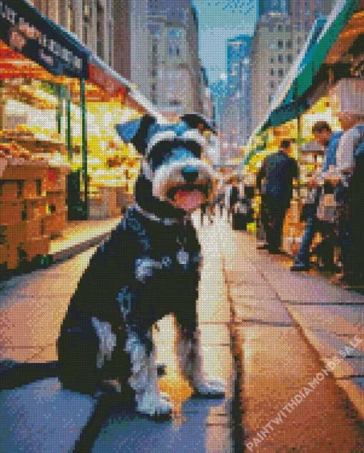 Schnauzer In Street Diamond Painting