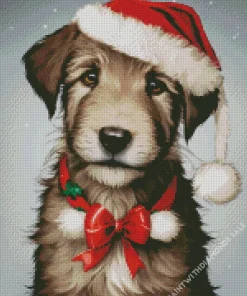 Schnauzer With Santa Hat Diamond Painting