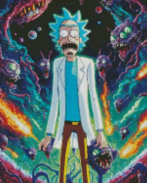 Scientist Rick Sanchez Diamond With Numbers