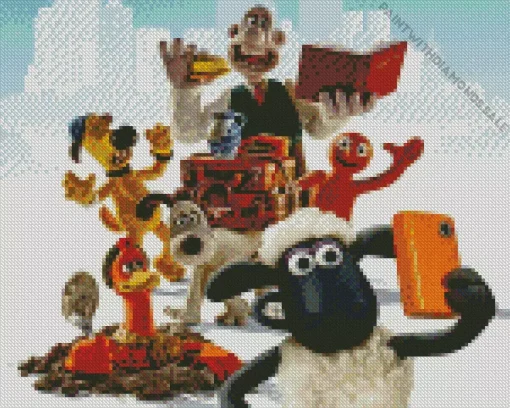 Shaun The Sheep Characters Selfie Diamond Painting