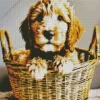 Sheepadoodle In A Basket Diamond Painting