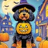 Sheepadoodle With Pumpkins Diamond Painting