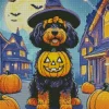 Sheepadoodle With Pumpkins Diamond Painting