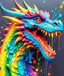 Splatter Rainbow Dragon Diamond Paintings