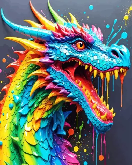 Splatter Rainbow Dragon Diamond Paintings