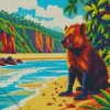 Tasmanian Devil In The Beach Diamond Painting