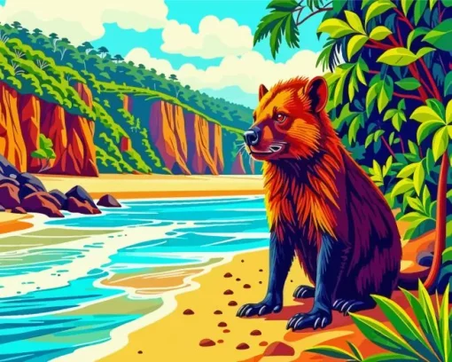 Tasmanian Devil In The Beach Diamond Painting