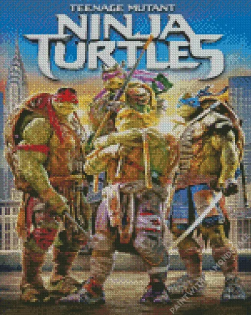 Teenage Mutant Ninja Turtles Movie Poster Diamond With Numbers