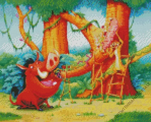 Timon And Pumbaa Animated Series Diamond Painting