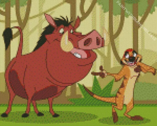 Timon And Pumbaa Animation Diamond Painting