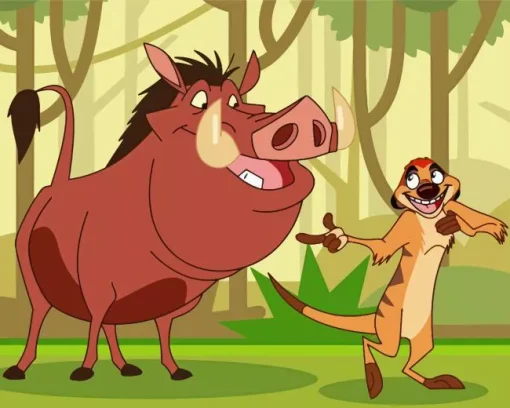 Timon And Pumbaa Animation Diamond Painting