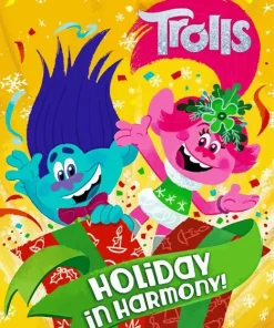 Trolls Holiday Cartoon Poster Diamond Painting