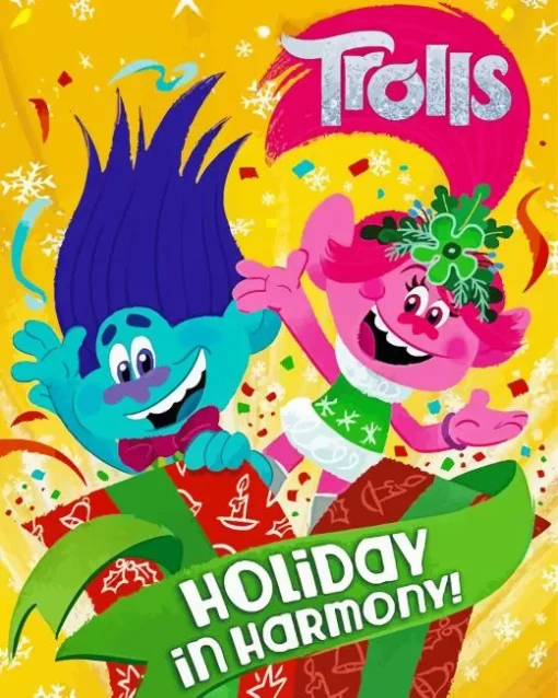 Trolls Holiday Cartoon Poster Diamond Painting