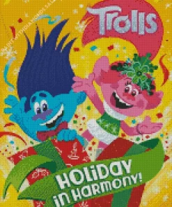 Trolls Holiday Cartoon Poster Diamond Painting