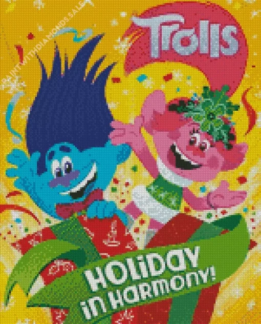 Trolls Holiday Cartoon Poster Diamond Painting