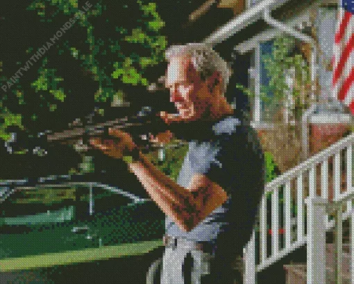 Walt Kowalski With A Gun Diamond Painting