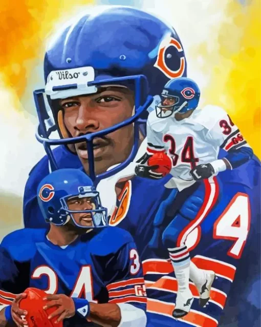 Walter Payton Chicago Bears Diamond By Numbers