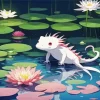 White and pink axolotl Diamond Paints