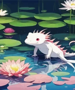 White and pink axolotl Diamond Paints