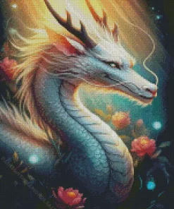 White chinese dragon Diamond Paints