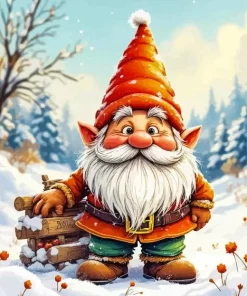 Winter Gnome Diamond With Numbers