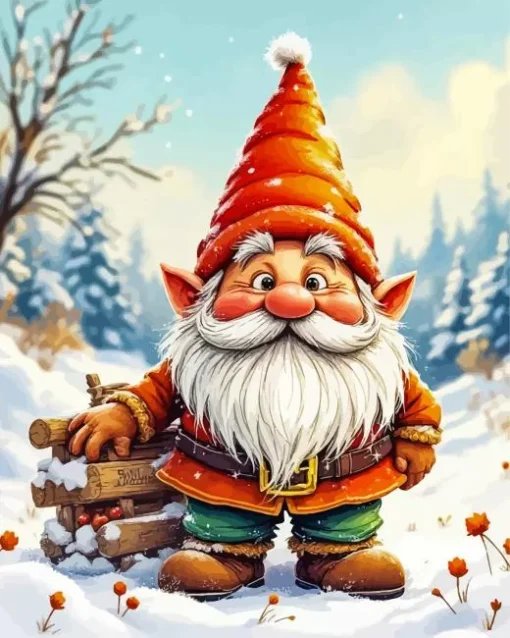 Winter Gnome Diamond With Numbers