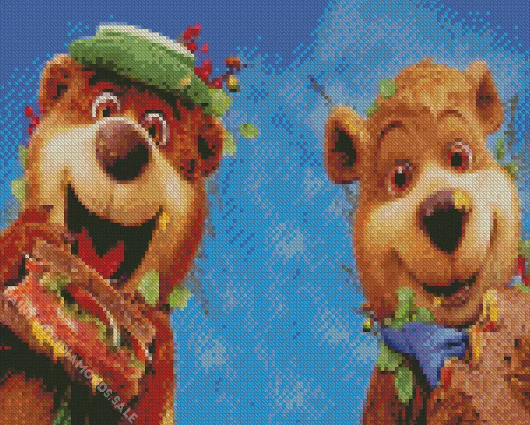 Yogi bear characters eating Diamond Paintings Yogi Bear Characters Eating Diamond Painting