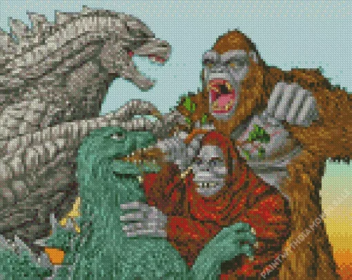 Aesthetic Godzilla VS King Kong Diamond Painting