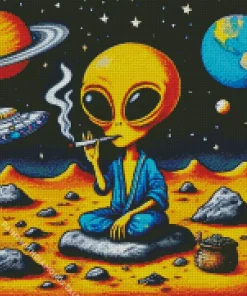 Aesthetic Alien Smoking Diamond Painting