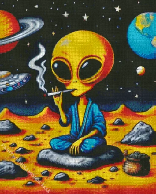 Aesthetic Alien Smoking Diamond Painting