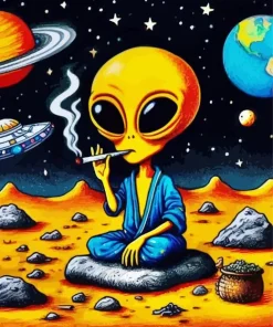 Aesthetic Alien Smoking Diamond Painting