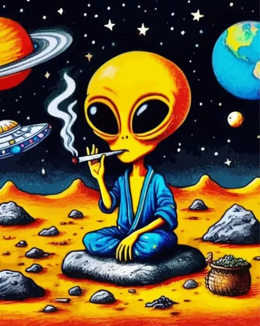 Aesthetic Alien Smoking Diamond Painting