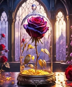 Aesthetic Beauty And The Beast Rose Diamond Painting