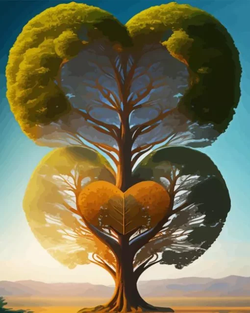 Aesthetic Heart Tree Of Life Diamond Painting