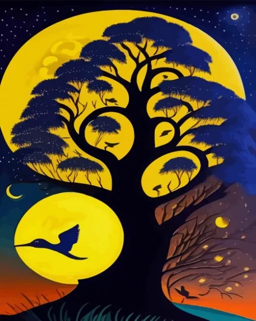 Tree Of Life Full Moon Diamond Painting